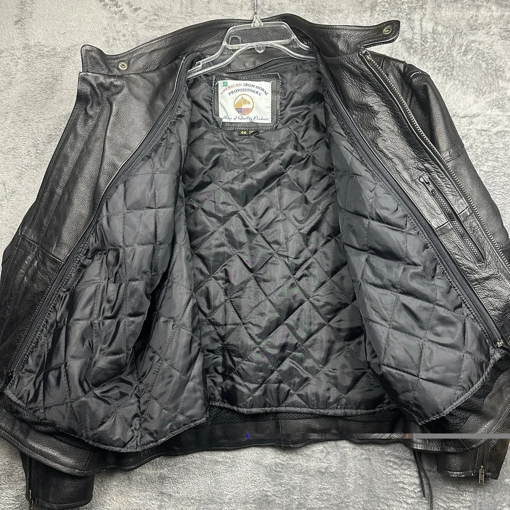 American Iron Horse Provisioners Motorcycle Jacket Men's Size 46 Black Leather